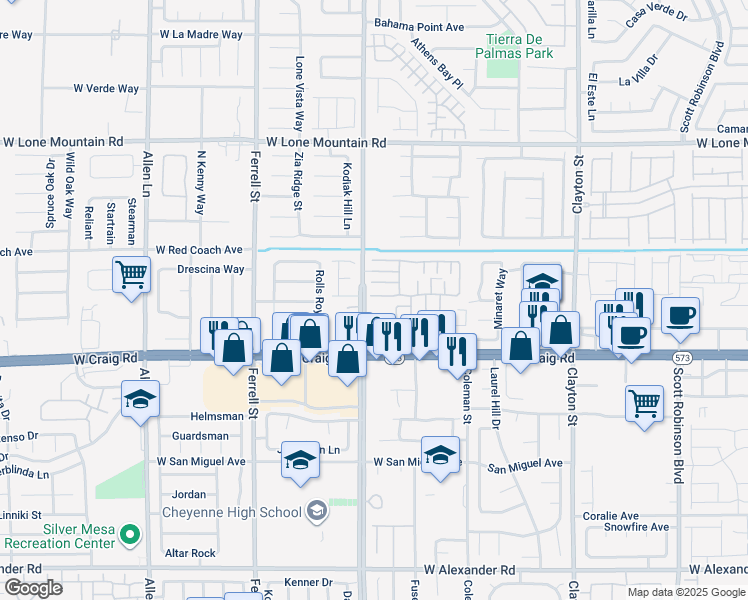 map of restaurants, bars, coffee shops, grocery stores, and more near 2861 Sunflower Days Avenue in North Las Vegas