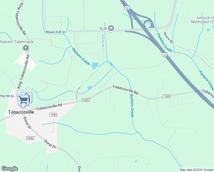 map of restaurants, bars, coffee shops, grocery stores, and more near 3591 Tobaccoville Road in Tobaccoville