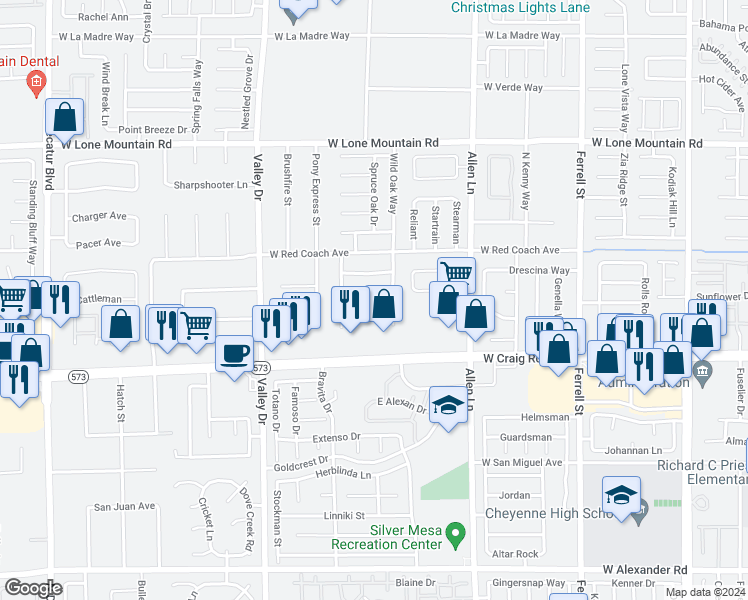 map of restaurants, bars, coffee shops, grocery stores, and more near 3947 Captain Morgan Avenue in North Las Vegas
