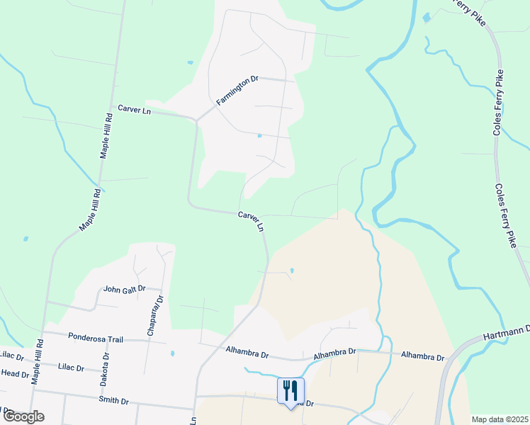 map of restaurants, bars, coffee shops, grocery stores, and more near 341-355 Carver Lane in Lebanon