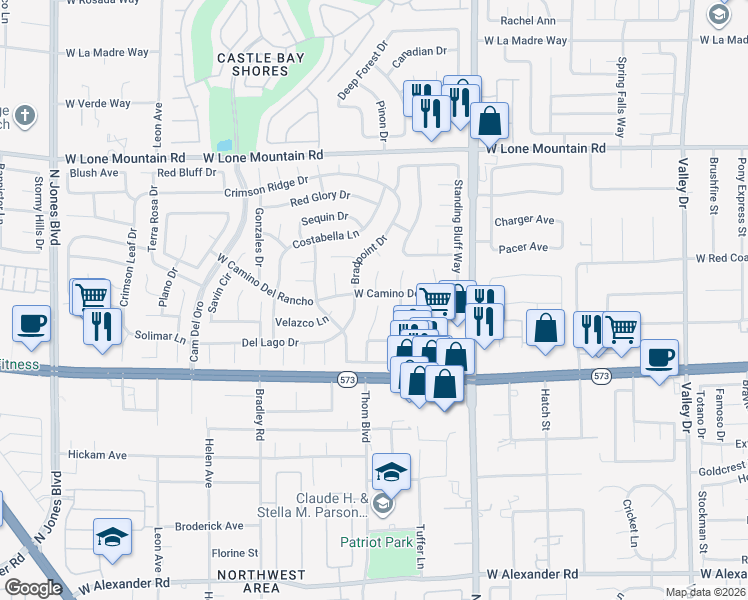 map of restaurants, bars, coffee shops, grocery stores, and more near 4525 Rodman Dr in Las Vegas