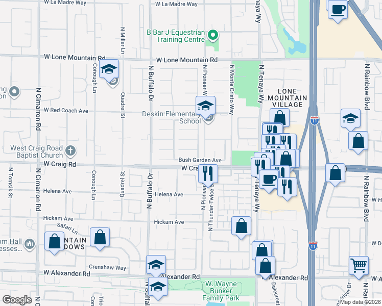 map of restaurants, bars, coffee shops, grocery stores, and more near 7409 Shallow Glen Court in Las Vegas