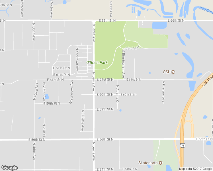 map of restaurants, bars, coffee shops, grocery stores, and more near 2452 East 61st Street North in Tulsa