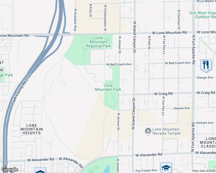 map of restaurants, bars, coffee shops, grocery stores, and more near 4445 North Jensen Street in Las Vegas