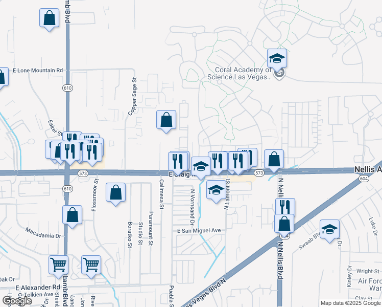 map of restaurants, bars, coffee shops, grocery stores, and more near 4407 Goodman Lane in Las Vegas