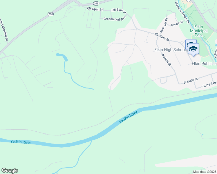 map of restaurants, bars, coffee shops, grocery stores, and more near 278 South Street in Elkin