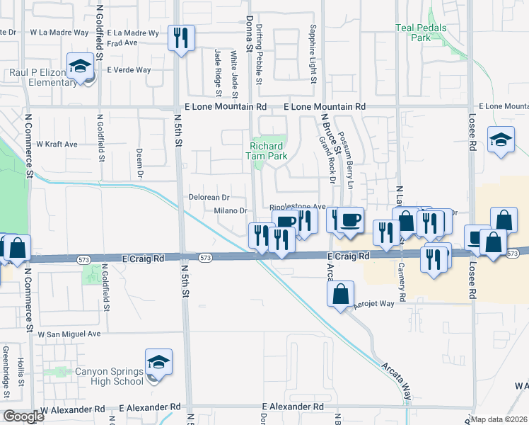 map of restaurants, bars, coffee shops, grocery stores, and more near 917 Ripplestone Avenue in North Las Vegas