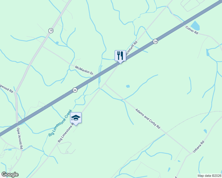 map of restaurants, bars, coffee shops, grocery stores, and more near 160 Big Limestone Road in Limestone
