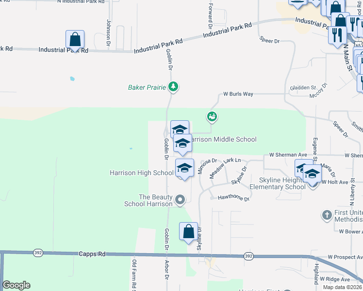 map of restaurants, bars, coffee shops, grocery stores, and more near 665-711 Goblin Drive in Harrison