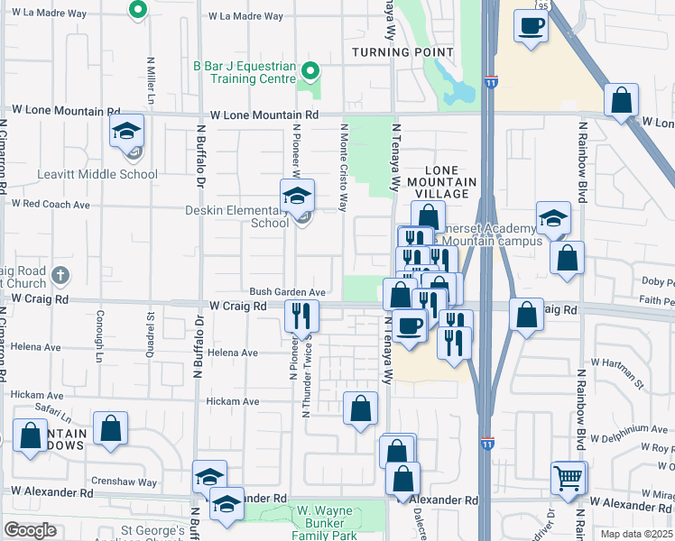 map of restaurants, bars, coffee shops, grocery stores, and more near 4416 Lilac Glen Drive in Las Vegas