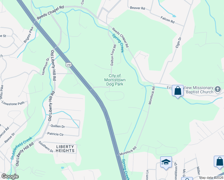 map of restaurants, bars, coffee shops, grocery stores, and more near 1714 Dalton Ford Road in Morristown