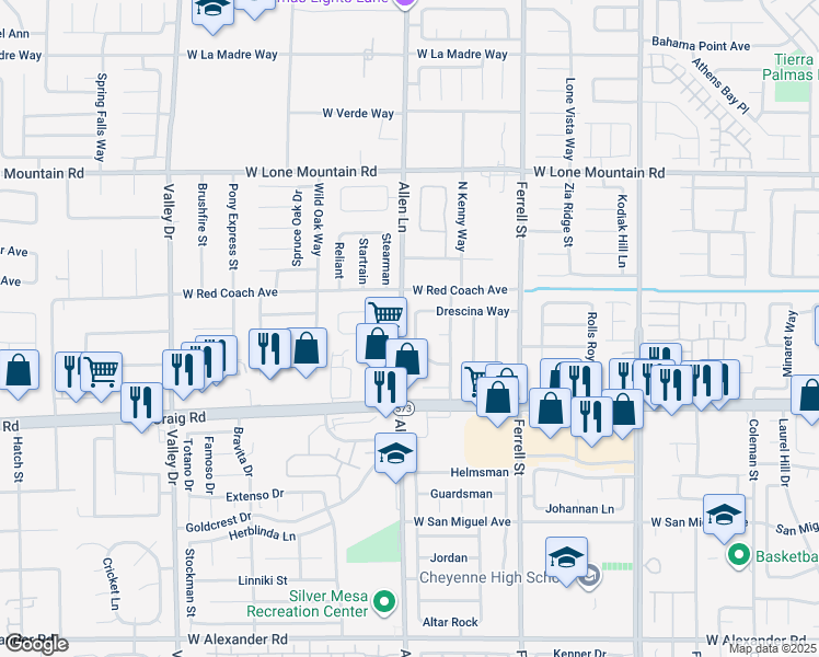 map of restaurants, bars, coffee shops, grocery stores, and more near 4515 Whelk Place in North Las Vegas