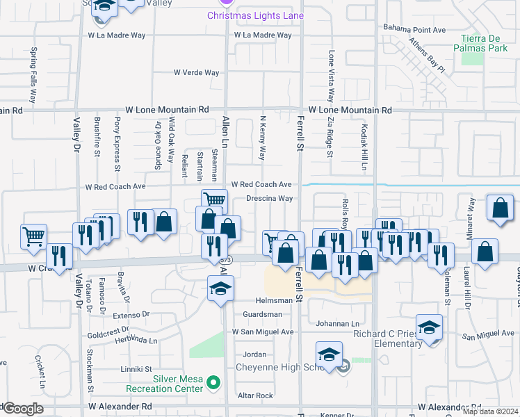 map of restaurants, bars, coffee shops, grocery stores, and more near 4516 Ryder Lane in North Las Vegas