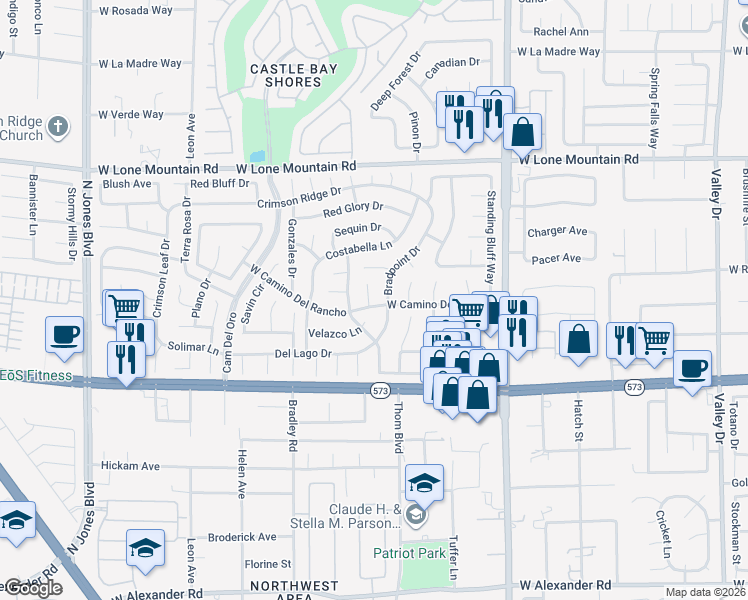 map of restaurants, bars, coffee shops, grocery stores, and more near 4536 Special Court in Las Vegas