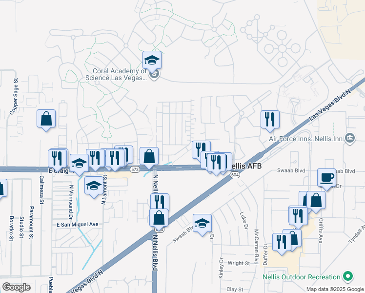 map of restaurants, bars, coffee shops, grocery stores, and more near 5209 Silica Chalk Avenue in Las Vegas