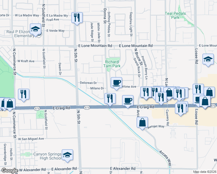map of restaurants, bars, coffee shops, grocery stores, and more near 917 Ripplestone Avenue in North Las Vegas