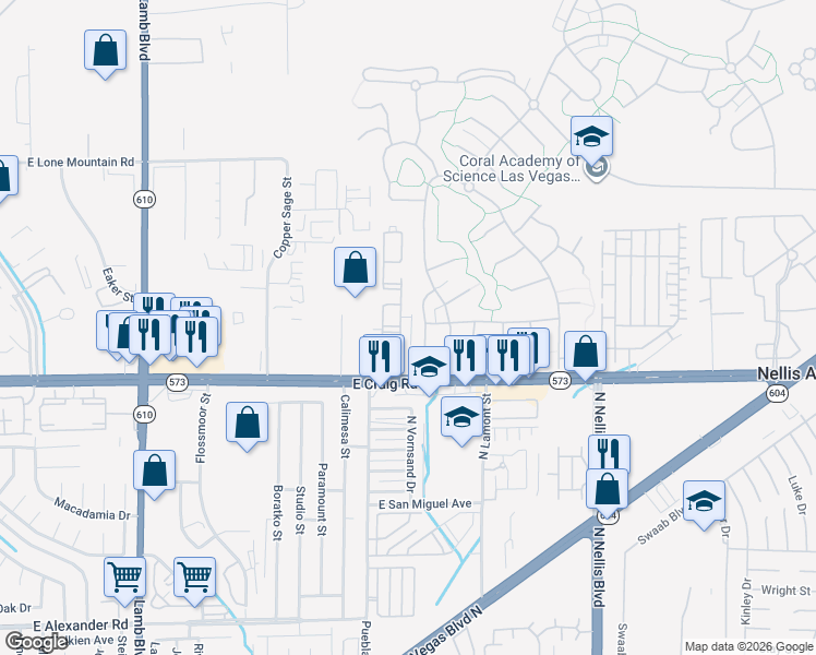 map of restaurants, bars, coffee shops, grocery stores, and more near 4407 Goodman Lane in Las Vegas