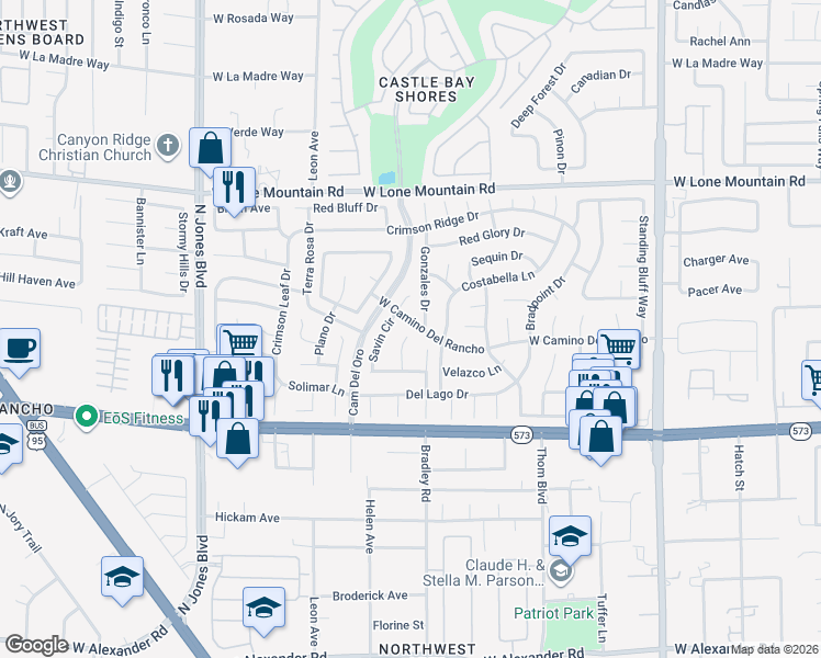 map of restaurants, bars, coffee shops, grocery stores, and more near 4509 Florentine Court in Las Vegas