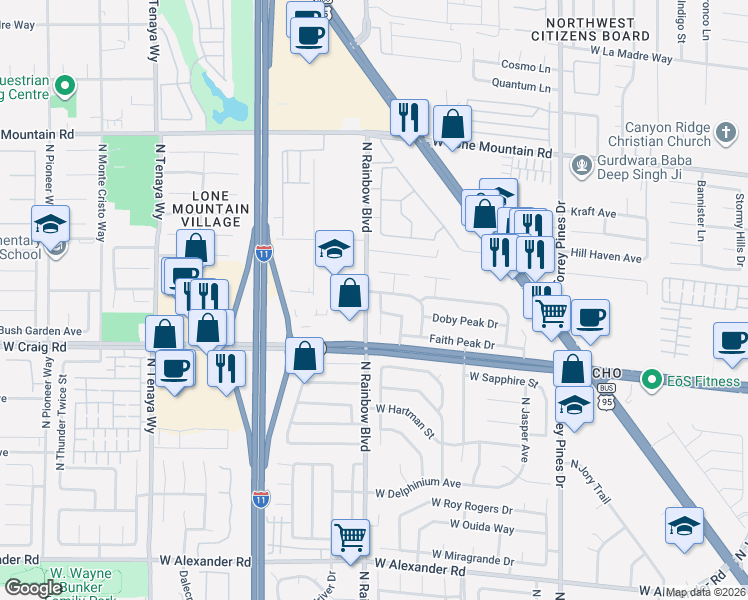 map of restaurants, bars, coffee shops, grocery stores, and more near 4432 Mc Bride Drive in Las Vegas