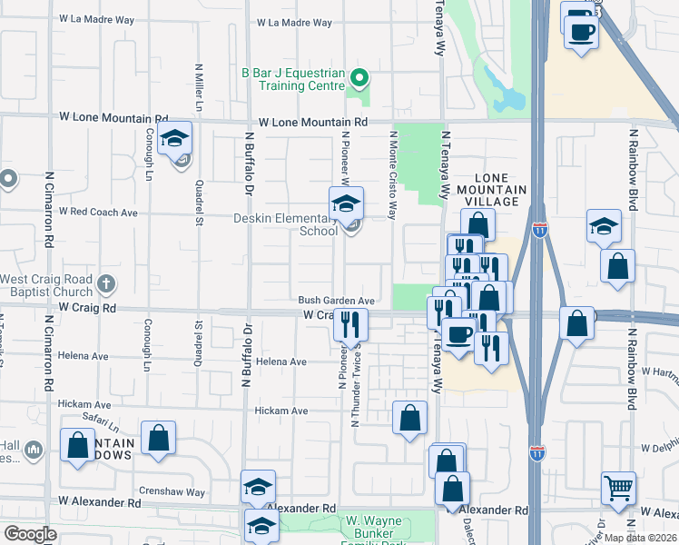 map of restaurants, bars, coffee shops, grocery stores, and more near 4408 North Pioneer Way in Las Vegas