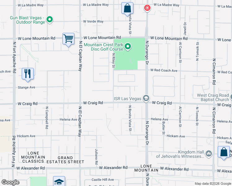 map of restaurants, bars, coffee shops, grocery stores, and more near 4321 North Riley Street in Las Vegas