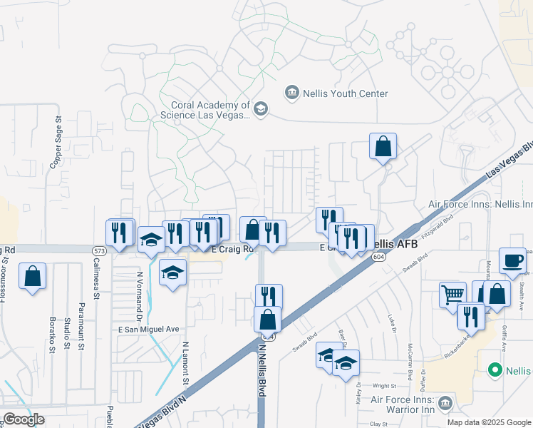 map of restaurants, bars, coffee shops, grocery stores, and more near 4490 Rabnor Circle in Las Vegas