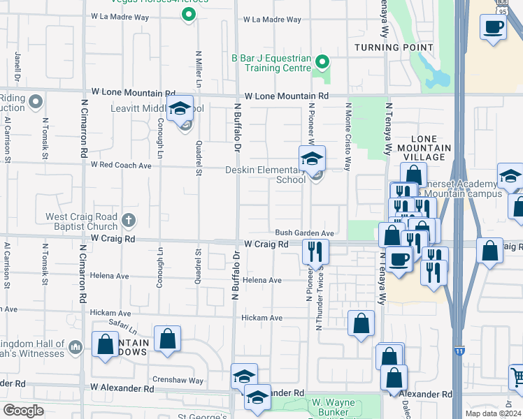 map of restaurants, bars, coffee shops, grocery stores, and more near 7505 Cobal Canyon Lane in Las Vegas