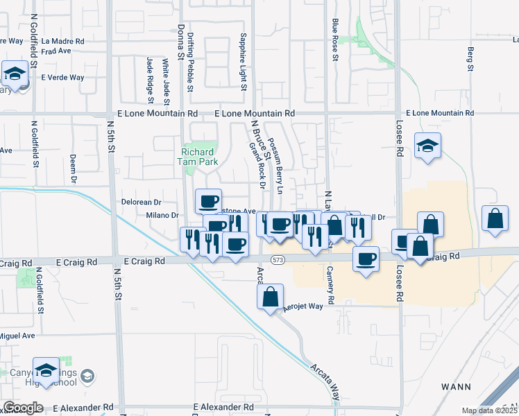 map of restaurants, bars, coffee shops, grocery stores, and more near 1310 Ripplestone Avenue in North Las Vegas