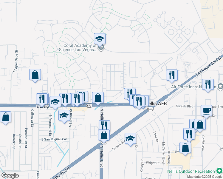 map of restaurants, bars, coffee shops, grocery stores, and more near 4539 Woolcomber Street in Las Vegas