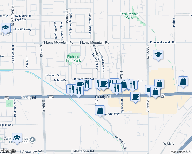 map of restaurants, bars, coffee shops, grocery stores, and more near 1310 Ripplestone Avenue in North Las Vegas