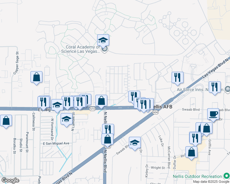map of restaurants, bars, coffee shops, grocery stores, and more near 4539 Woolcomber Street in Las Vegas