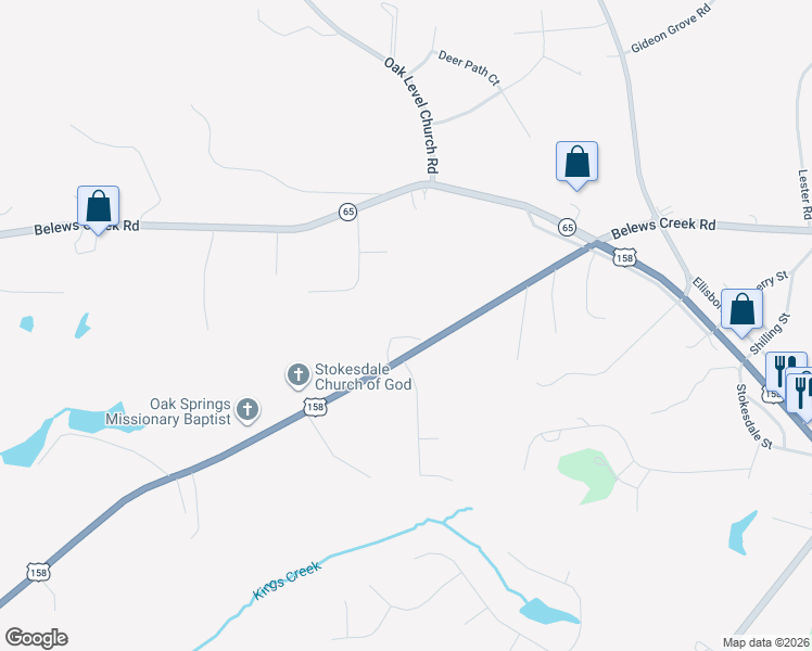 map of restaurants, bars, coffee shops, grocery stores, and more near 9016 U.S. 158 in Stokesdale