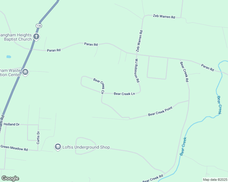 map of restaurants, bars, coffee shops, grocery stores, and more near 3535 Bear Creek Lane in Cookeville