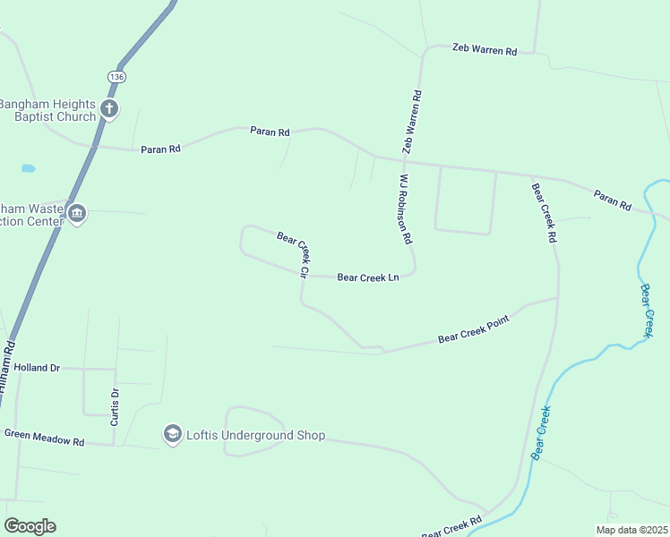 map of restaurants, bars, coffee shops, grocery stores, and more near 3535 Bear Creek Lane in Cookeville