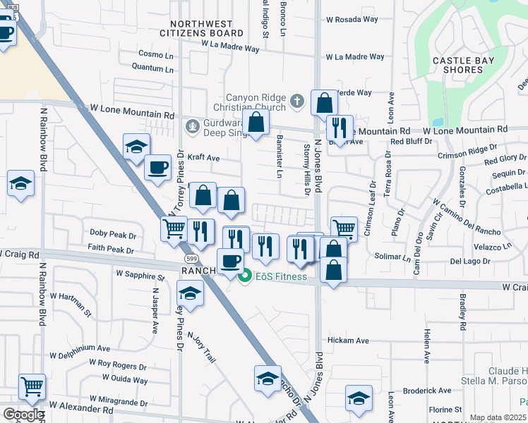 map of restaurants, bars, coffee shops, grocery stores, and more near 4513 Sonoma Sunset Court in Las Vegas