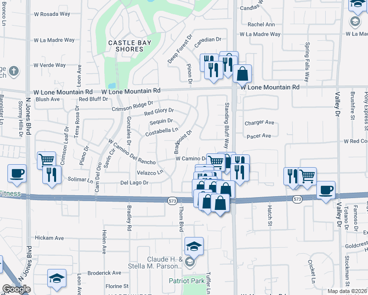 map of restaurants, bars, coffee shops, grocery stores, and more near 4600 Bradpoint Drive in Las Vegas