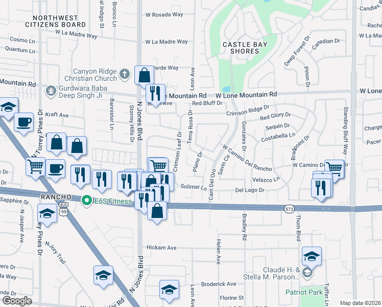map of restaurants, bars, coffee shops, grocery stores, and more near 4533 Mancilla Street in Las Vegas