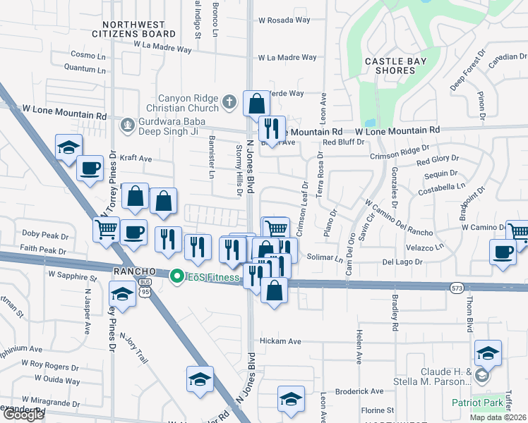 map of restaurants, bars, coffee shops, grocery stores, and more near 5904 Ventana Drive in Las Vegas