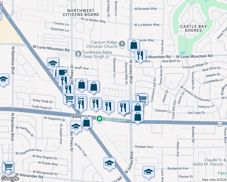 map of restaurants, bars, coffee shops, grocery stores, and more near 6209 Burnt Hills Drive in Las Vegas