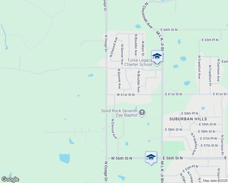 map of restaurants, bars, coffee shops, grocery stores, and more near 306 West 61st Place North in Tulsa
