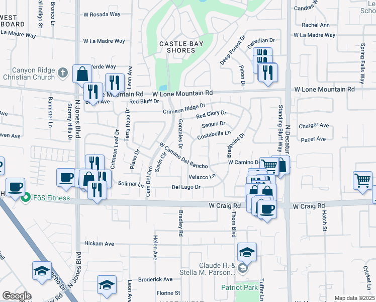 map of restaurants, bars, coffee shops, grocery stores, and more near 4561 Cielo Lane in Las Vegas