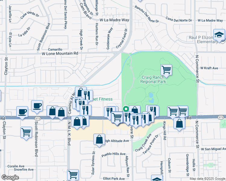map of restaurants, bars, coffee shops, grocery stores, and more near 950 Willow Berry Avenue in North Las Vegas