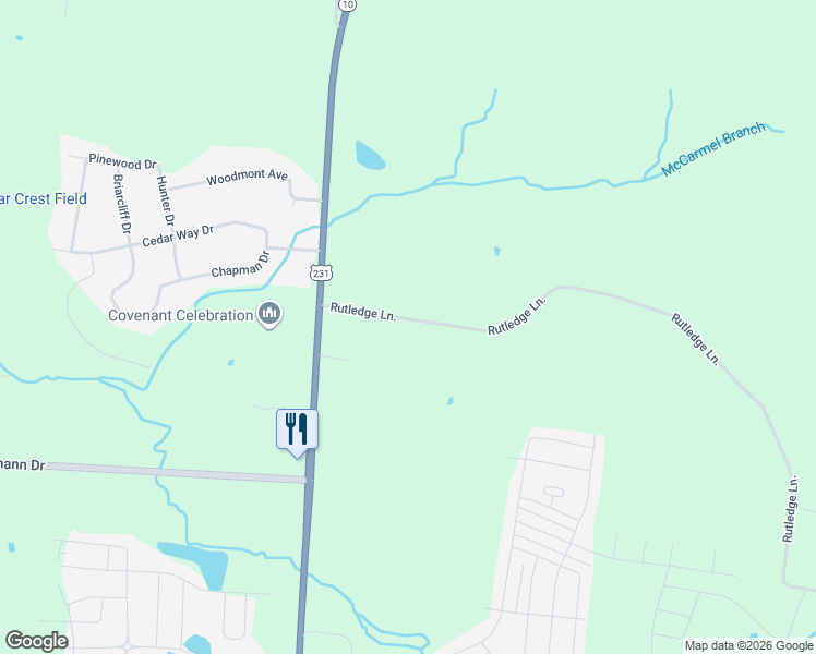 map of restaurants, bars, coffee shops, grocery stores, and more near 183 Rutledge Lane in Lebanon