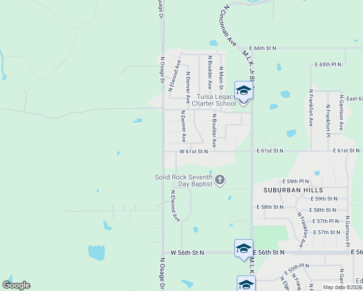 map of restaurants, bars, coffee shops, grocery stores, and more near 306 West 61st Place North in Tulsa