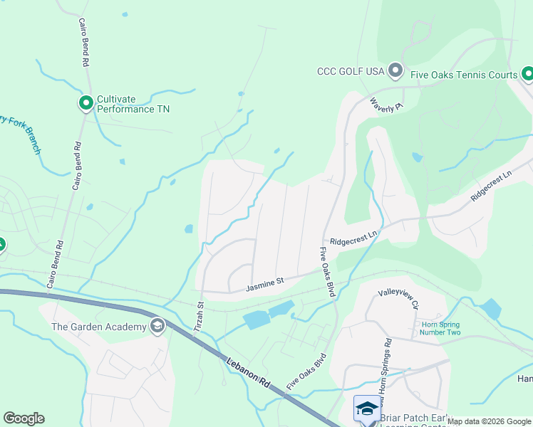 map of restaurants, bars, coffee shops, grocery stores, and more near 427 Acacia Grove Lane in Lebanon