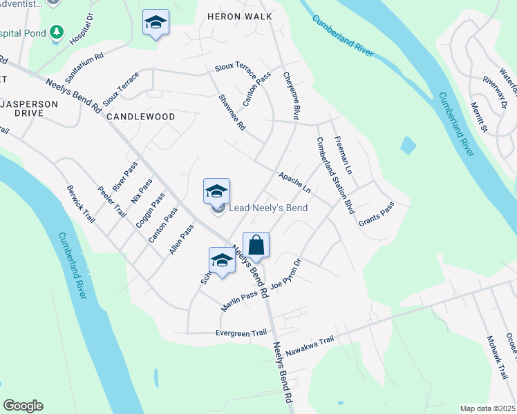 map of restaurants, bars, coffee shops, grocery stores, and more near 1301 Neelys Bend Road in Nashville