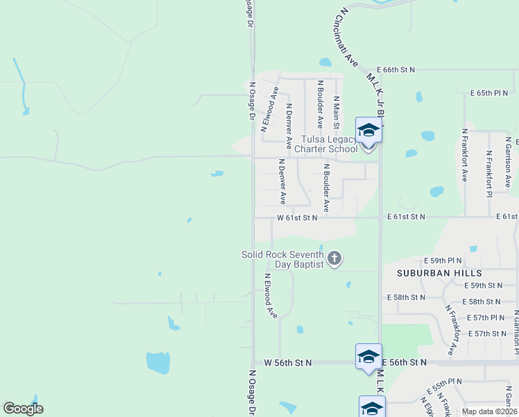 map of restaurants, bars, coffee shops, grocery stores, and more near 339 West 61st Place North in Tulsa