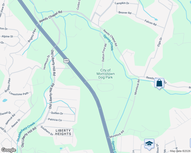 map of restaurants, bars, coffee shops, grocery stores, and more near 1711 Dalton Ford Road in Morristown