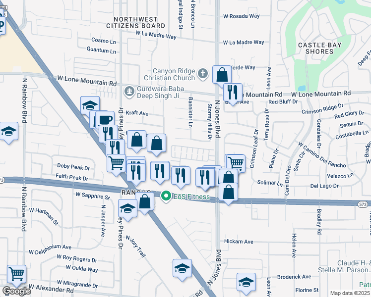 map of restaurants, bars, coffee shops, grocery stores, and more near 4521 Heaven Delight Court in Las Vegas