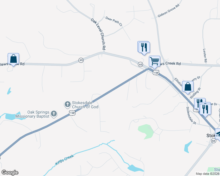 map of restaurants, bars, coffee shops, grocery stores, and more near 9016 U.S. 158 in Stokesdale
